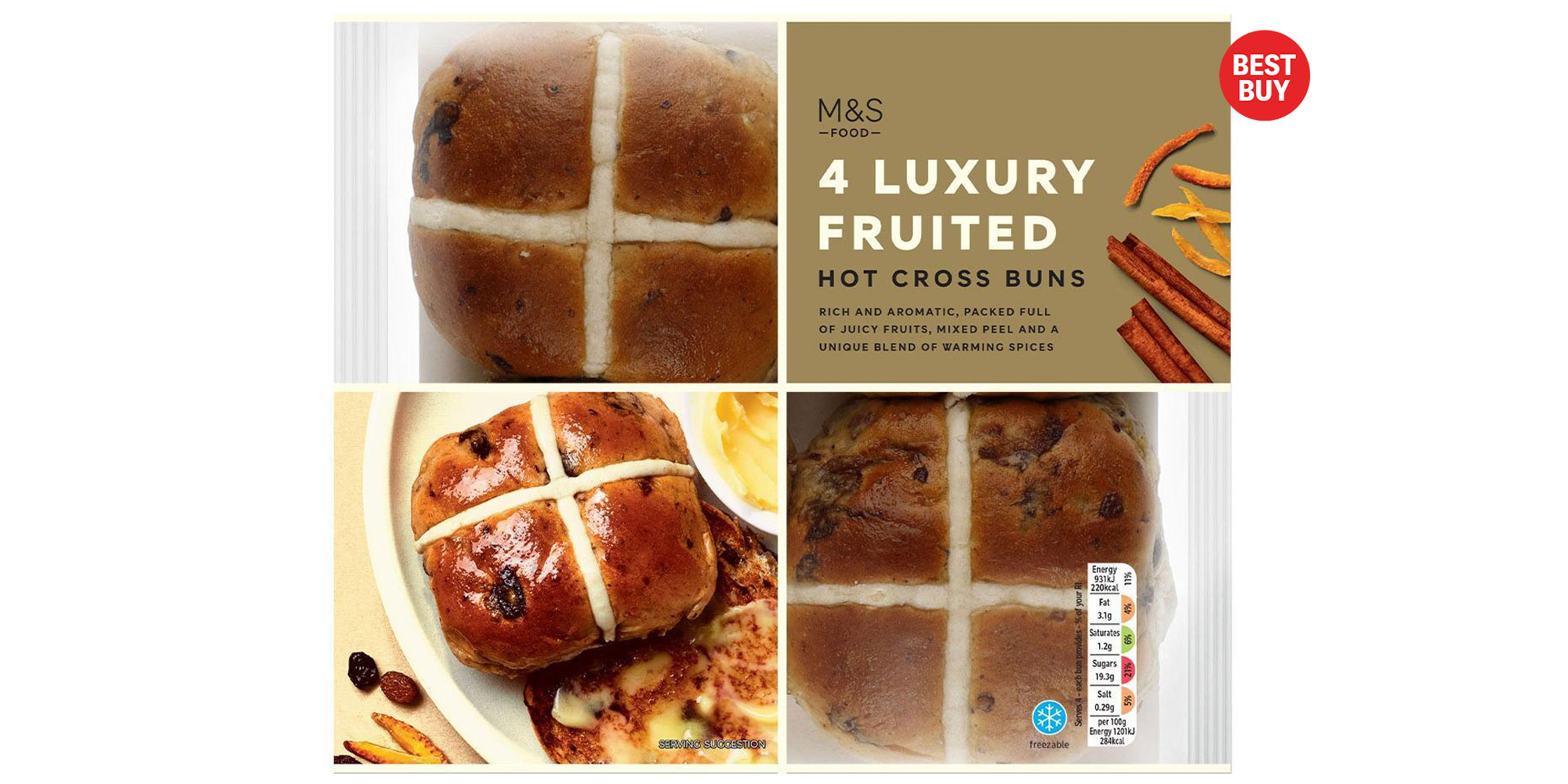 M&S Luxury Fruited Hot Cross Buns