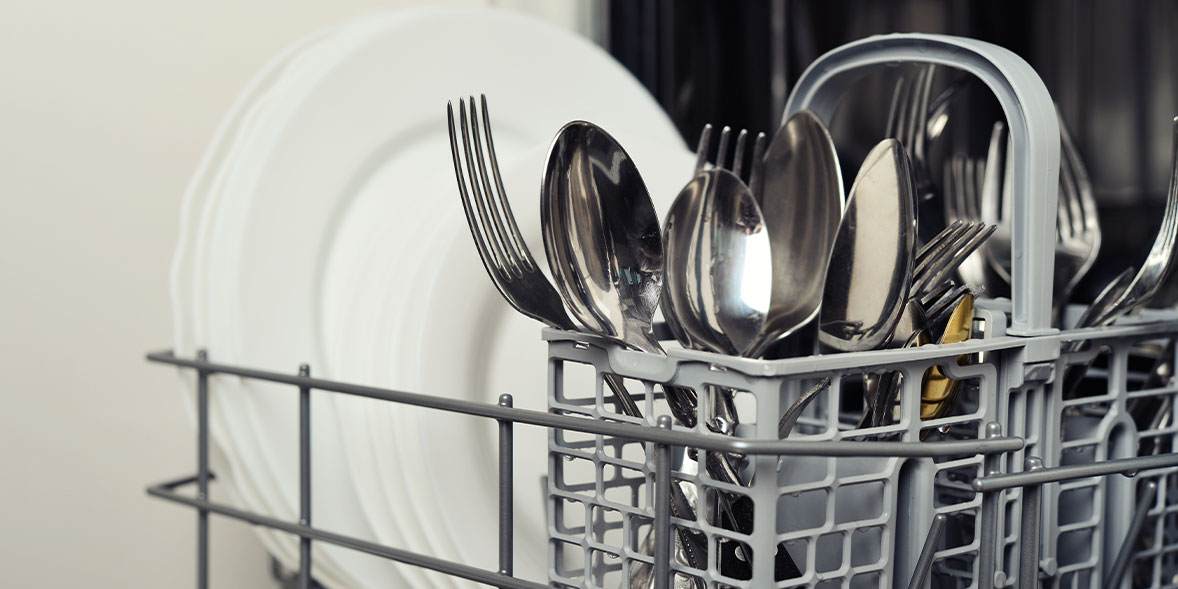Dishes in a dishwasher