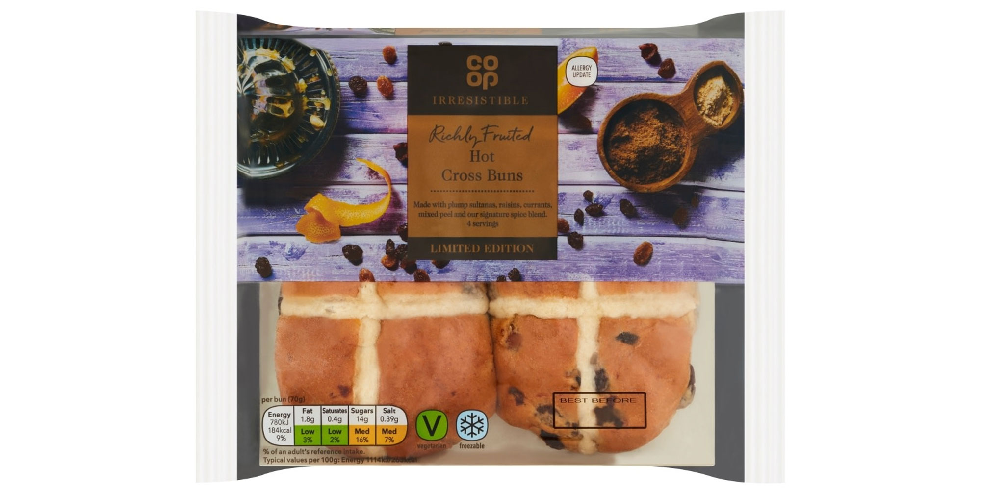 Co-op Irresistible Richly Fruited Luxury Hot Cross Buns