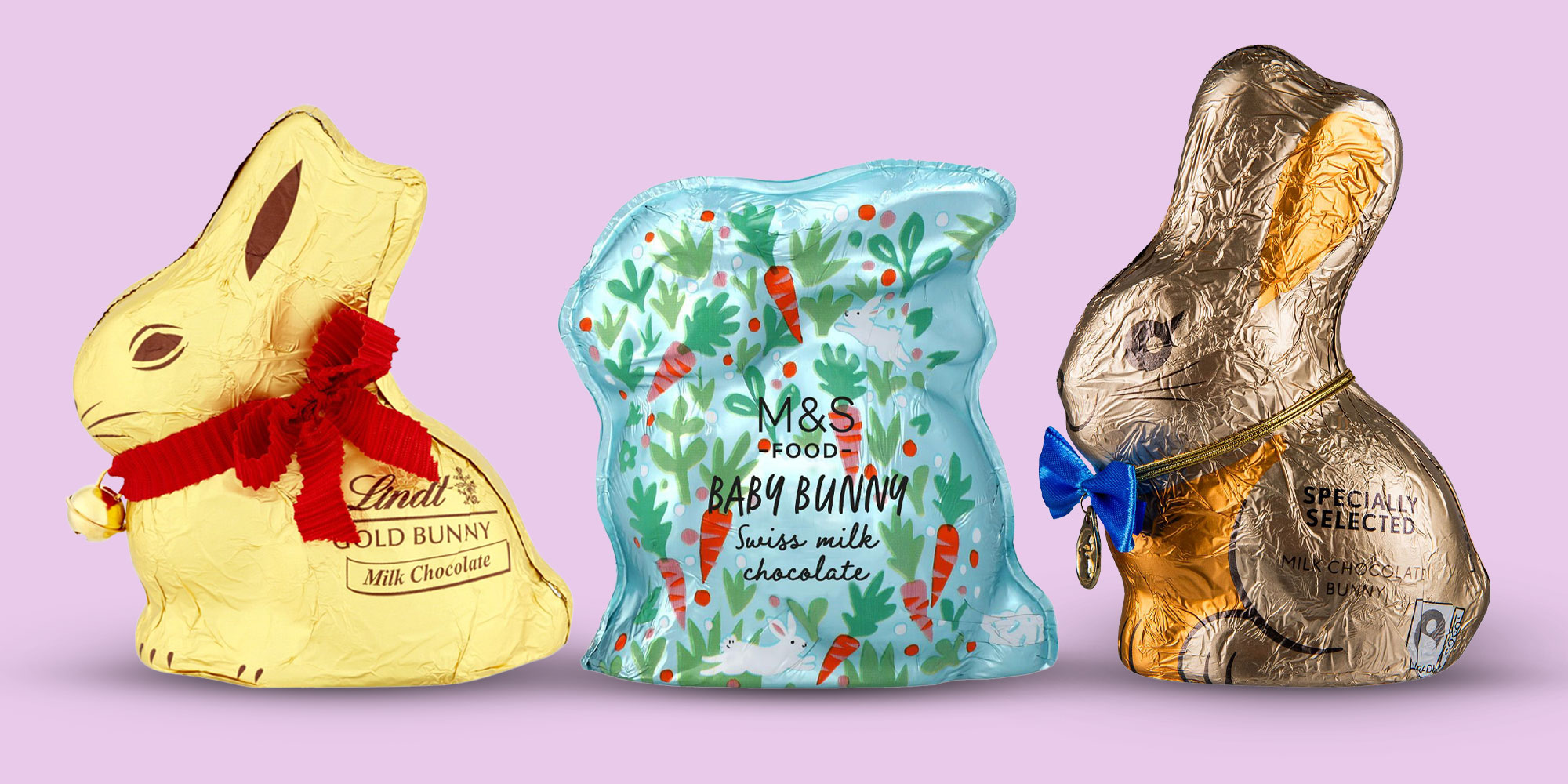 Lindt, M&S and Aldi Easter chocolate bunnies