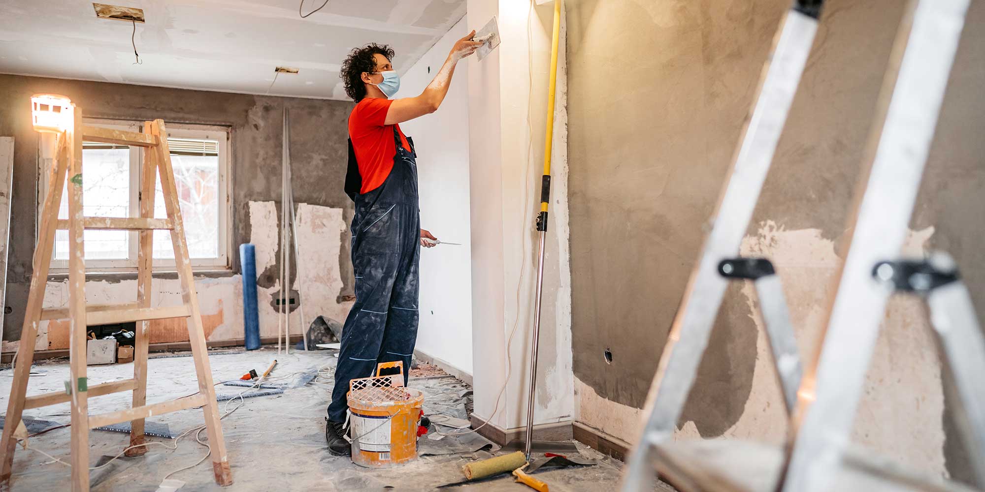 Plastering a wall