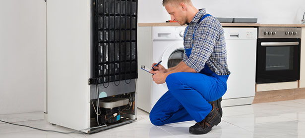 Checking rear of fridge